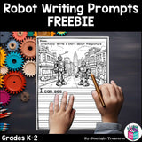 Robot Writing Prompts, Robot Picture Writing with Sentence Starter - Freebie