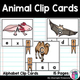 Animals Alphabet Clip Cards for Early Readers - Alphabet Clip Cards FREEBIE