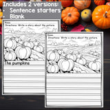 Thanksgiving Writing Prompts, Fall Picture Writing Prompt with Sentence Starters