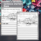 Vacation Writing Prompts, Vacation Picture Writing Prompt with Sentence Starters