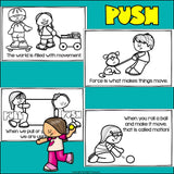 Force and Motion Mini Book for Early Readers: Physical Science, Push and Pull