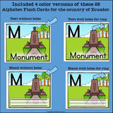Alphabet Flash Cards for Early Readers - Country of Ecuador