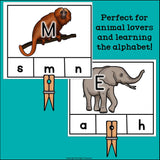 Animals Alphabet Clip Cards for Early Readers - Alphabet Clip Cards FREEBIE