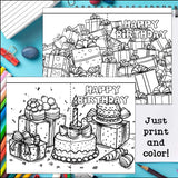 Birthday Cards to Color - Birthday Craft Activity, Coloring, Cards