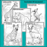 Savanna Animals Research Posters, Coloring Pages - Animal Research Project