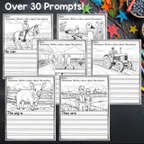 Farm Writing Prompts, Farm Animal Picture Writing Prompts with Sentence Starters
