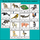 Animals Alphabet Clip Cards for Early Readers - Alphabet Clip Cards FREEBIE