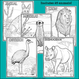 Savanna Animals Research Posters, Coloring Pages - Animal Research Project