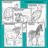 Savanna Animals Research Posters, Coloring Pages - Animal Research Project