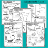 50 States Research Posters, Coloring Pages - US States Research Project