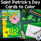 Saint Patrick's Day Cards to Color - Saint Patrick Craft Activity, Card Coloring