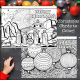 Christmas Cards to Color - Christmas Craft Activities, Holiday Cards, Coloring