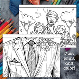 Father's Day Cards to Color - Father's Day Craft Activity, Coloring, Cards