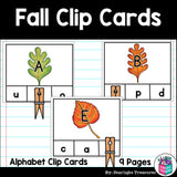 Fall Alphabet Clip Cards for Early Readers - Alphabet Clip Cards FREEBIE