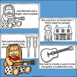Joni Mitchell Mini Book for Early Readers: Women's History Month
