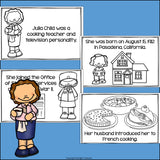 Julia Child Mini Book for Early Readers: Women's History Month