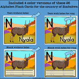 Alphabet Flash Cards for Early Readers - Country of Zimbabwe