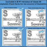 Alphabet Flash Cards for Early Readers - Country of Zimbabwe