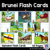 Alphabet Flash Cards for Early Readers - Country of Brunei
