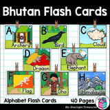 Alphabet Flash Cards for Early Readers - Country of Bhutan