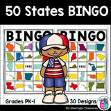 50 States Bingo Cards for Early Readers - 50 States Bingo FREEBIE