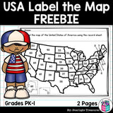 USA Label the Map Printable for Early Readers FREEBIE - USA Map Activity