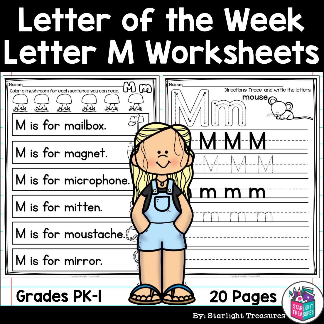 Letter of the week: LETTER M-NO PREP WORKSHEETS- LETTER M Alphabet