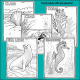 Ocean Animals Research Posters, Coloring Pages - Animal Research Project