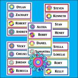 Funky Flowers Name Tags - Editable