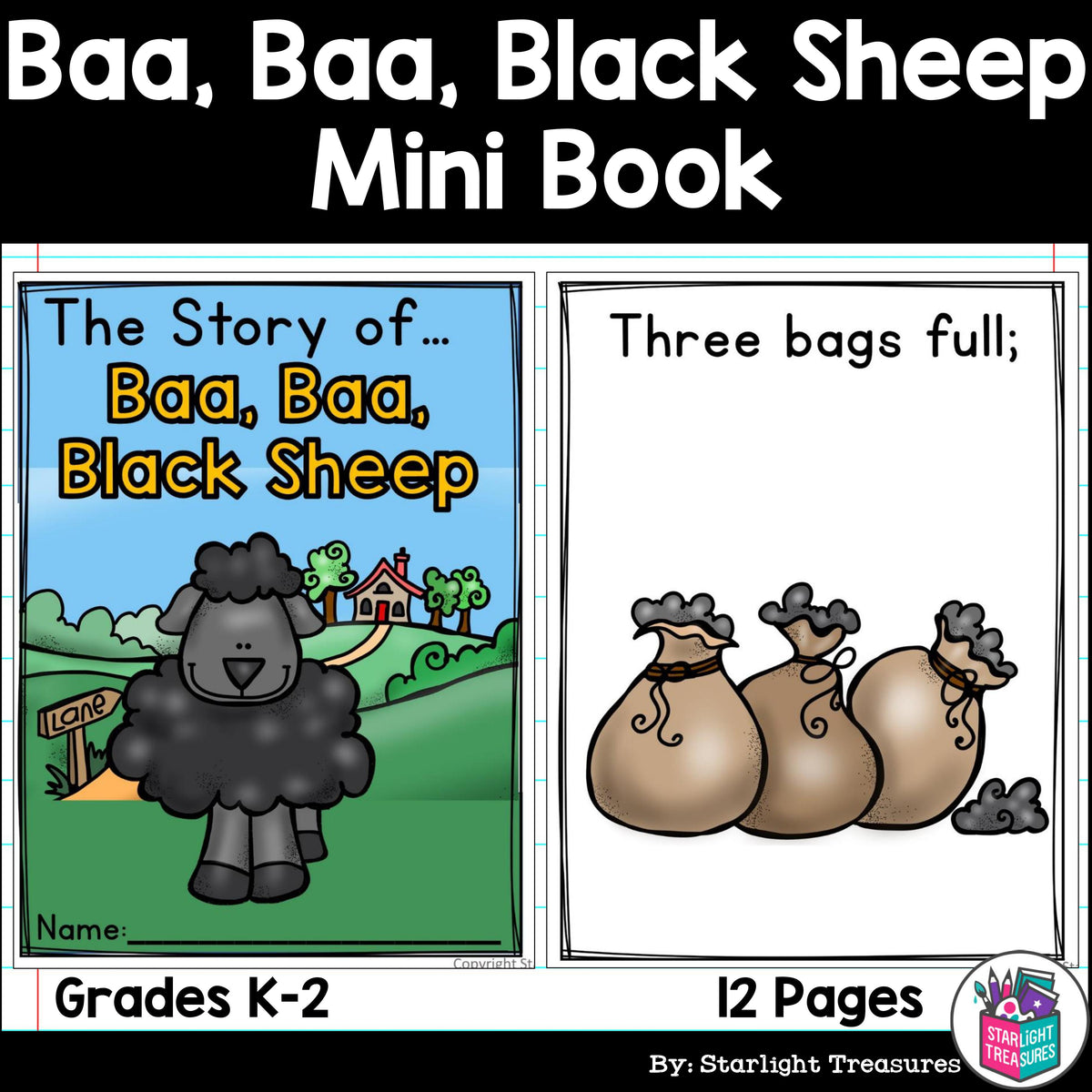 Baa, Baa, Black Sheep Mini Book for Early Readers - Nursery Rhymes –  Starlight Treasures LLC