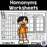 Homonyms and Homophones Worksheets and Activities for Early Readers