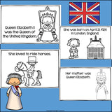 Queen Elizabeth II Mini Book for Early Readers: Women's History Month