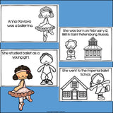 Anna Pavlova Mini Book for Early Readers: Women's History Month