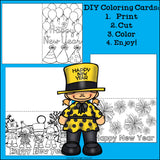 DIY New Year Coloring Cards
