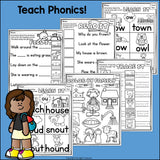 Vowel Pairs OW, OU Worksheets and Activities for Early Readers