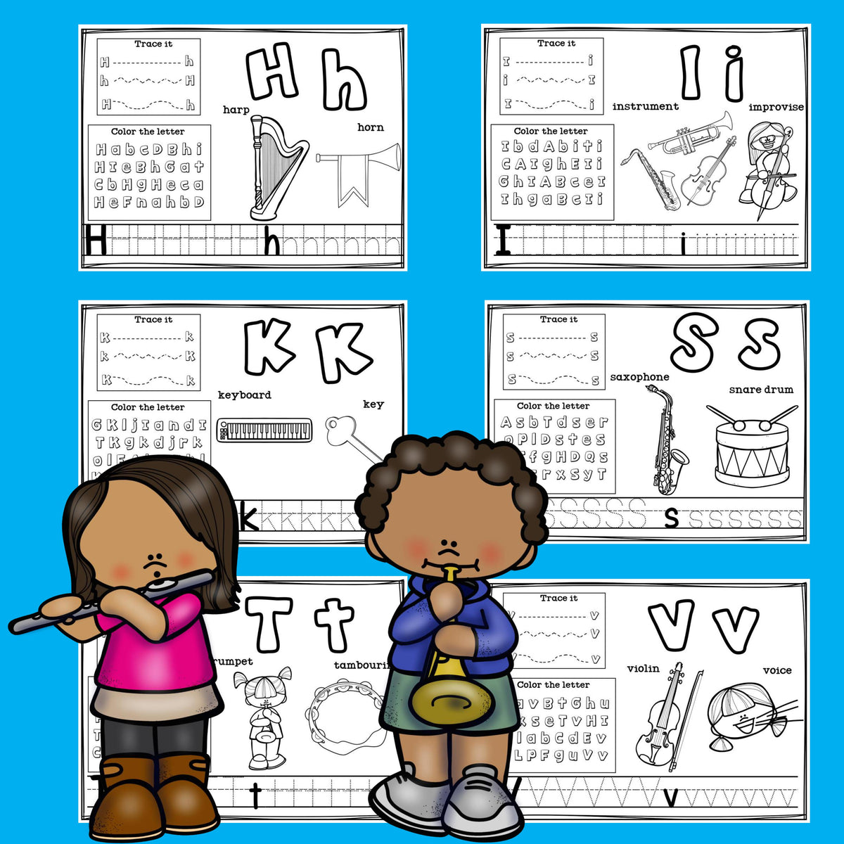 Alphabet Workbook: Worksheets A-Z Music Theme – Starlight Treasures LLC