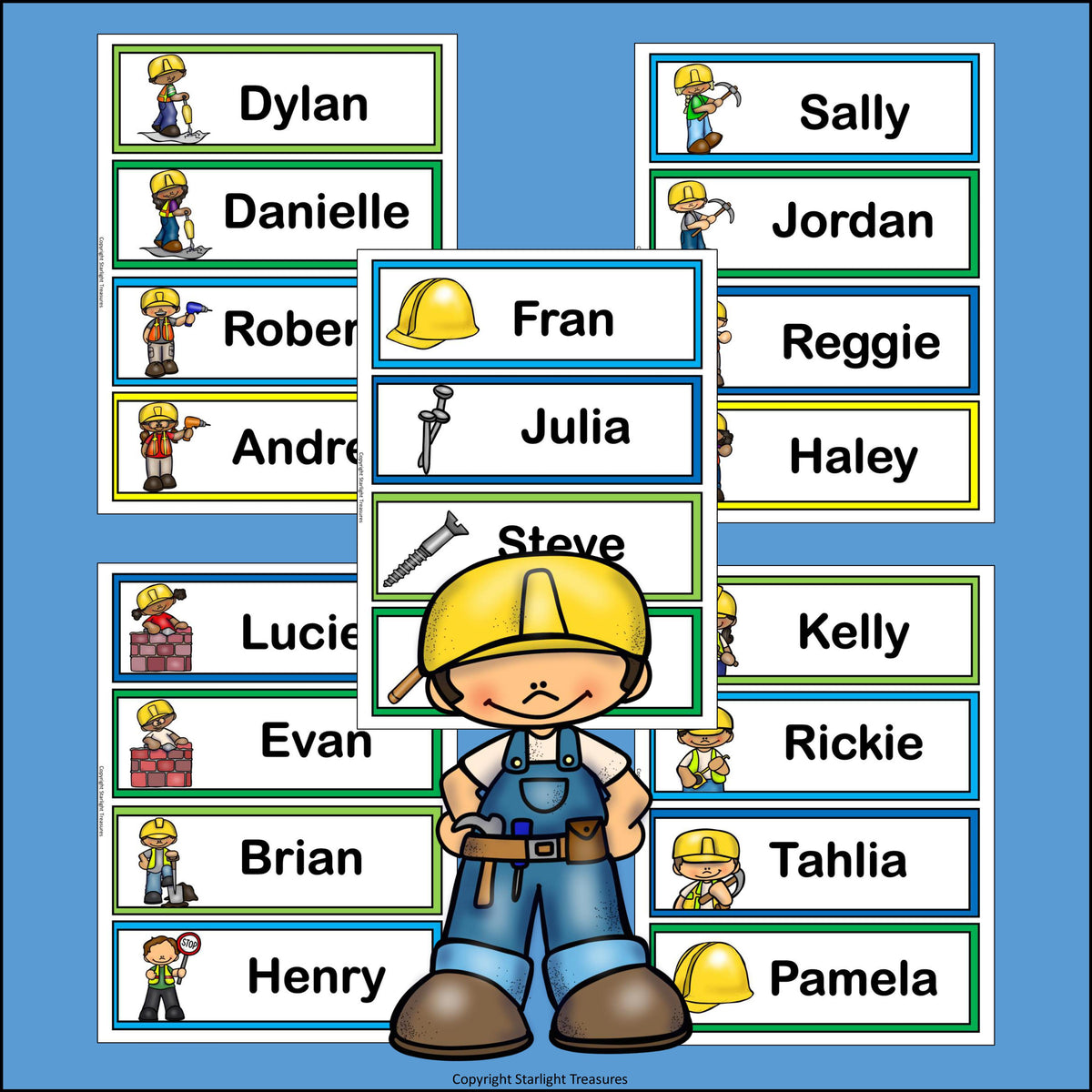 Construction Friends Desk Name Tags - Editable – Starlight Treasures LLC