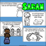 Sarah Breedlove Walker Mini Book for Early Readers: Black History Month