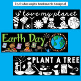 Earth Day Cut n' Color Bookmarks: Black and White AND Full Color