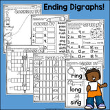 Ending Digraphs Worksheets and Activities for Early Readers