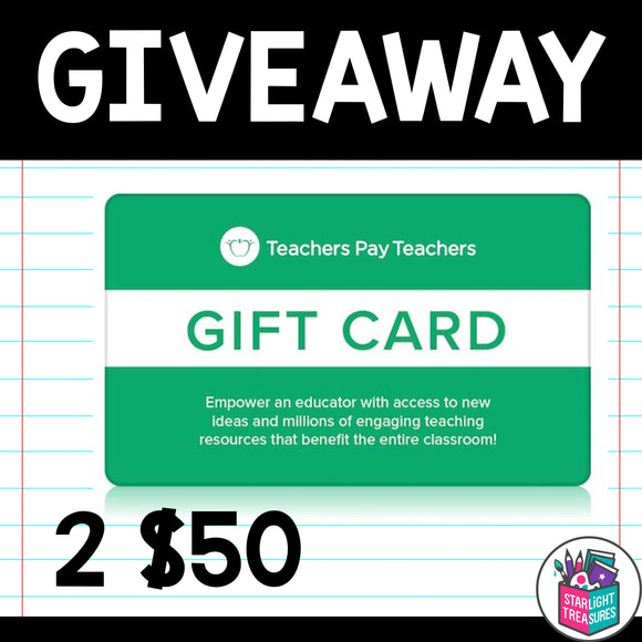 February Giveaway - 2 $50 TPT Gift Cards For YOU