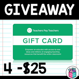 September Giveaway 2022 - 4 $25 Teachers pay Teachers Gift Cards!
