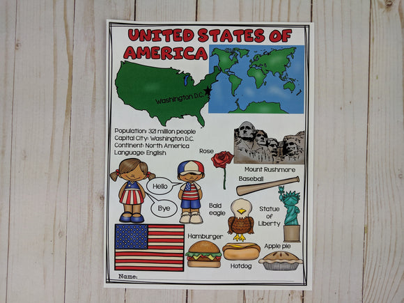 USA Fact Sheet FREEBIE