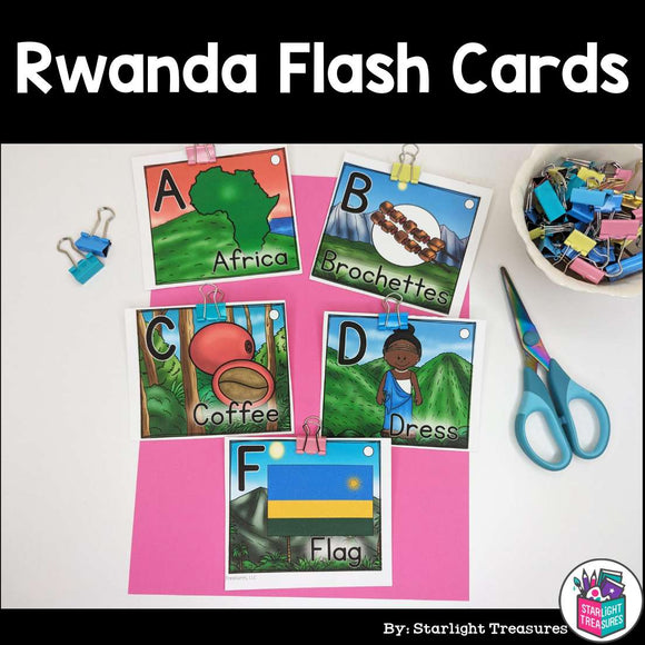 Alphabet Flash Cards for Early Readers - Country of Rwanda