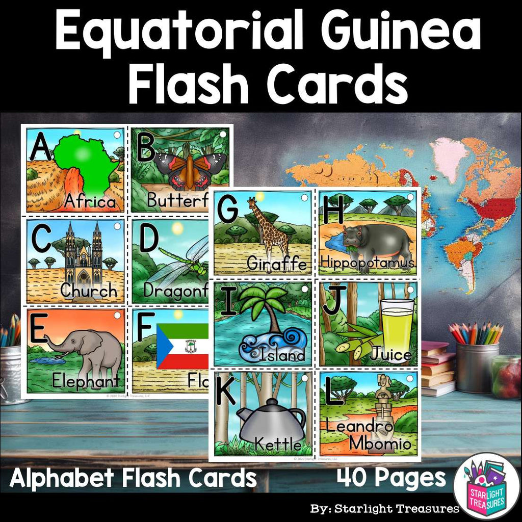 Alphabet Flash Cards for Early Readers - Country of Equatorial Guinea