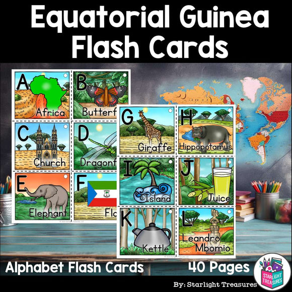 Alphabet Flash Cards for Early Readers - Country of Equatorial Guinea