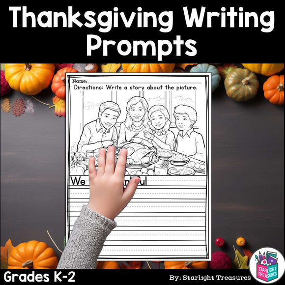Thanksgiving Writing Prompts, Fall Picture Writing Prompt with Sentence Starters