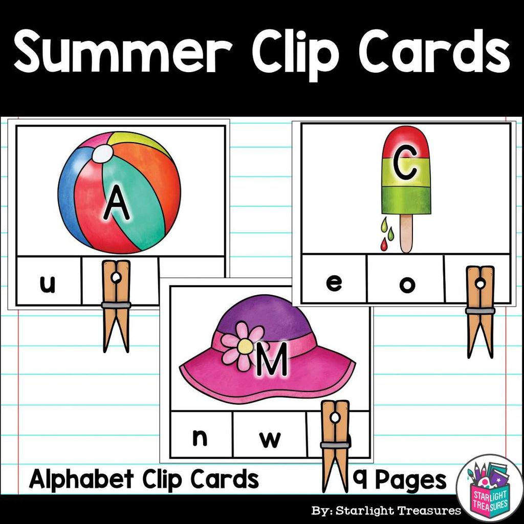 Summer Alphabet Clip Cards for Early Readers - Alphabet Clip Cards FREEBIE