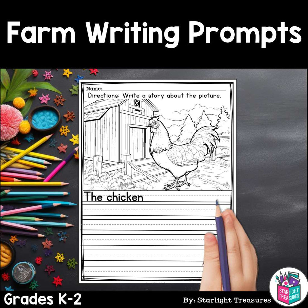 Farm Writing Prompts, Farm Animal Picture Writing Prompts with Sentence Starters