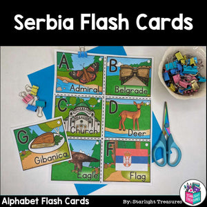 Alphabet Flash Cards for Early Readers - Country of Serbia